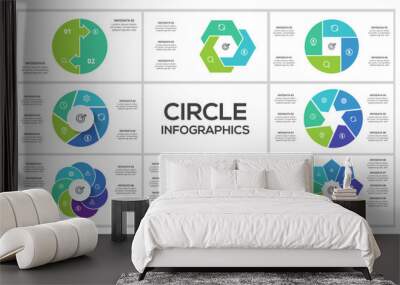 Set circle infographics with 2, 3, 4. 5, 6, 7, 8, 9 steps, parts or processes. Business data visualization. Wall mural