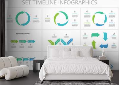 Set timeline with 5, 4, 3, 2 elements, infographic template for web, business, presentations, vector illustration Wall mural