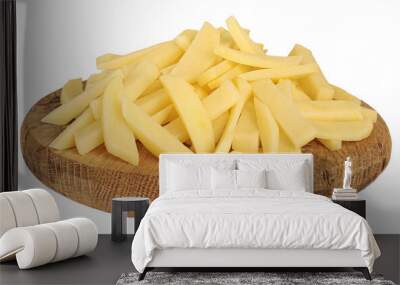 Sliced raw potatoes, transparent background Wall mural