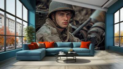 Special forces infantry troop soldier in full gear uniform AI generated image Wall mural