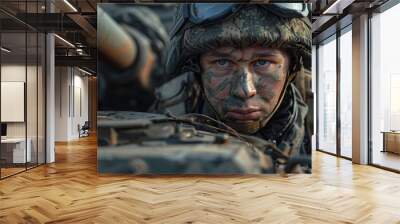 Special forces officer soldier in uniform AI generated image Wall mural