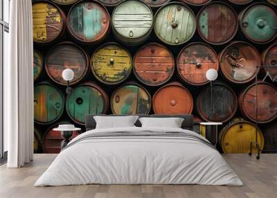 Stack two hundred liter drums Wall mural