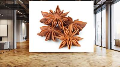 Star anise spice fruits and seeds isolated on white background Wall mural