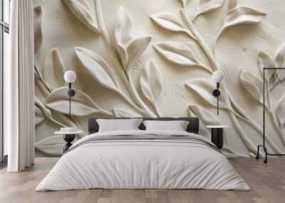 Texture decorative background mural bas-relief with baroquo element generative AI Wall mural