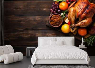 Thanksgiving autumn family feast holiday conceptual image Generative AI Wall mural