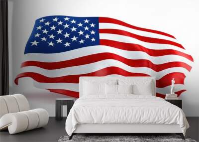 The American flag flutters proudly, representing national pride and unity, beneath a clear blue sky Wall mural