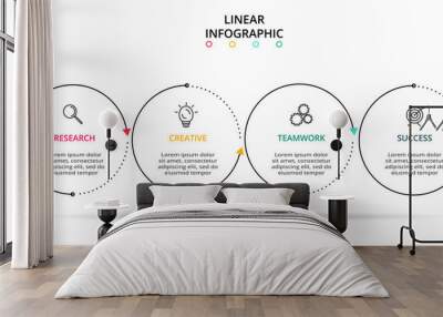 Thin line element for infographic. Template for diagram, graph, presentation and chart. Concept with 4 options... Wall mural