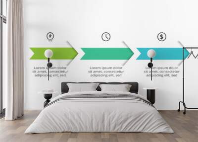 Timeline with 3 elements, infographic template for web, business, presentations, vector illustration Wall mural