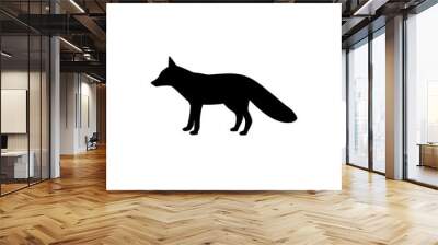 Vector fox silhouette view side for retro logos, emblems, badges, labels template vintage design element. Isolated on white background Wall mural