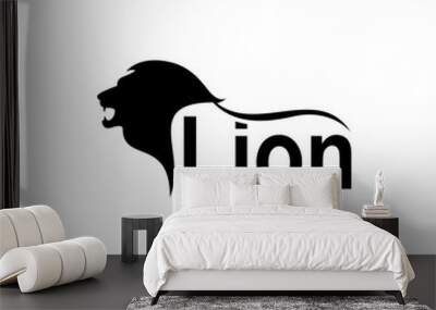 Vector lion silhouette view side for retro logos, emblems, badges, labels template vintage design element. Isolated on white background Wall mural