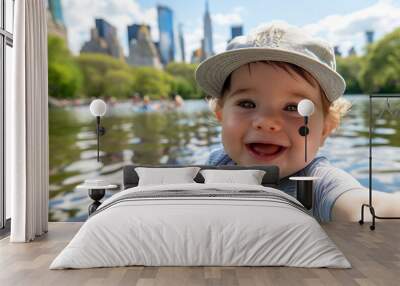 Young person on summer picnic generative AI image Wall mural