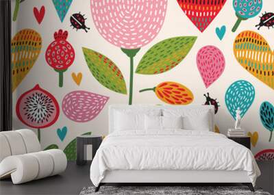 Romantic floral seamless pattern Wall mural