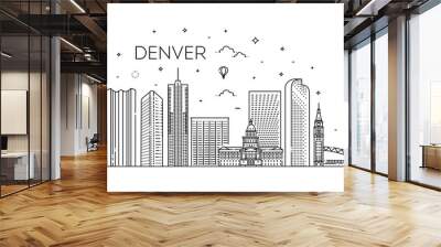 Colorado, Denver. City skyline. Architecture, buildings, landscape, panorama, landmarks, icons Wall mural