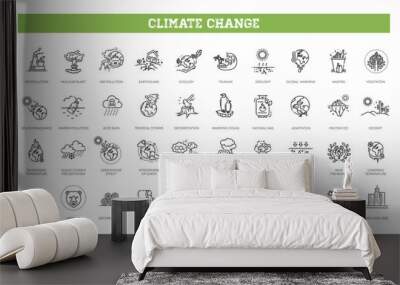 Ecology. Climate change. Vector icons Wall mural