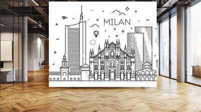 Linear banner of Milan city Wall mural