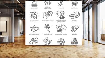 Preschool education. Kids development. Vector icons set Wall mural