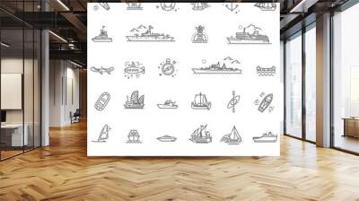 vector line set of ships and boats Wall mural