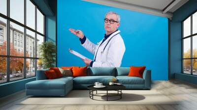 doctor with mask, stethoscope and reports, coronavirus virus concept and infections Wall mural