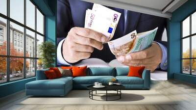 executive hands counting cash Wall mural