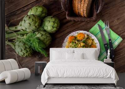 Greek cuisine. The stewed vegetables. Wall mural