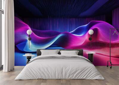 a colorful wave of light in a room Wall mural