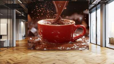 a red cup filled with chocolate and chocolate Wall mural