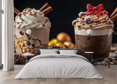 two cups of hot chocolate and a cup of hot chocolate Wall mural