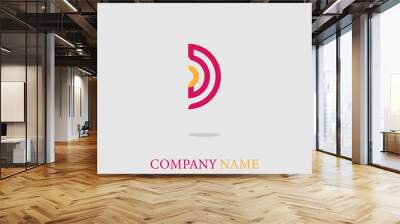 Minimalistic logo icon design and company name isolated on a gray background Wall mural