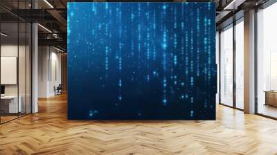 A mesmerizing blue digital background featuring vertical lines of glowing light, perfect for technology or data-themed projects. Wall mural