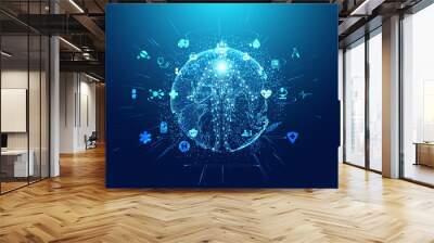 Abstract technology digital health medical concept human digital medical on hi tech blue healthcare. Wall mural