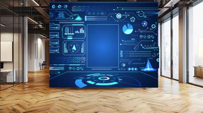 abstract technology ui futuristic concept hud interface hologram elements of digital data chart, communication, computing on hi tech future design background Wall mural