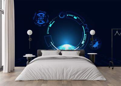 abstract technology ui futuristic concept space circle hologram and speed innovation on hi tech future design background Wall mural