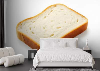 Bread Slice isolated. Single Slice of white bread isolated on a white background.  Wall mural