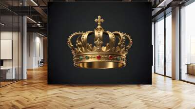 Golden crown with dark background, Wall mural