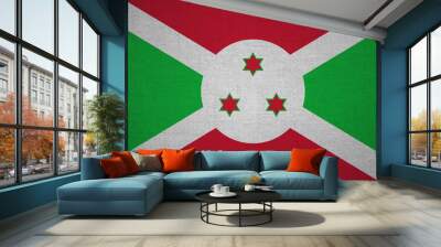 Burundi flag in texture of fabric. Wall mural