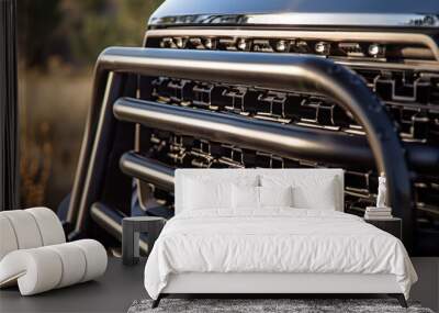 A reinforced grille guard, made from solid steel bars, providing protection to the front of the truck Wall mural