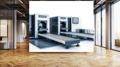 Baggage X-ray Machines: Machines for screening luggage for security purposes isolated on white background Wall mural