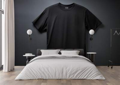 black t shirt on gray background Wall mural