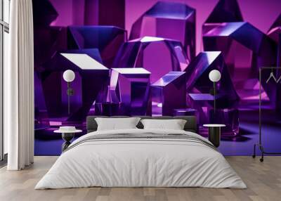 Geometric shapes in shades of purple Wall mural