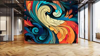 Ornamental Colorful modern hand drawn trendy abstract pattern Wall mural