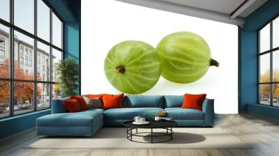 Fresh green gooseberry isolated on white background Wall mural