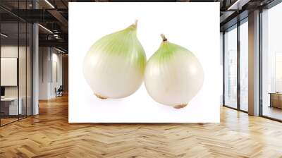 two white onion bulb isolated on white background Wall mural