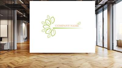 Green leaf logo vector design element for beauty, massage, cosmetic and spa salon Wall mural