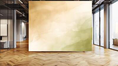  Light brown green olive sage beige abstract watercolor. Art background for design. Generative AI. Wall mural