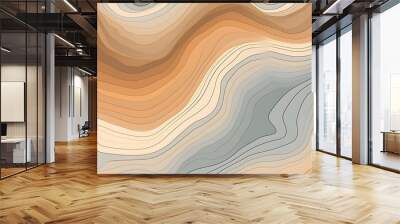 Abstract wavy topographic map. Abstract wavy and curved lines background. Abstract geometric topographic contour map background marble texture. Generative Ai. Wall mural