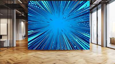 blue comic style background. Generative AI. Wall mural