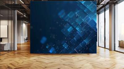 blue geometric shape abstract technology background. Generative AI. Wall mural