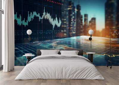 business finance and investment, world economic growth concept. forex financial graph chart, market  Wall mural