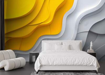 Modern style abstract background yellow, gray and white colors. Generative AI. Wall mural