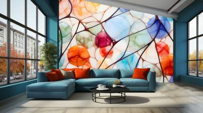 Multi Color vines marble texture or abstract background. onyx marbl in multi color vines glass effect texture feels natural figure natural marble. The colorful of the drops colors on t. Generative Ai. Wall mural